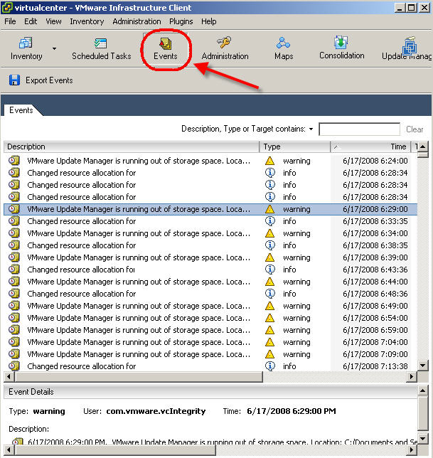 How to clear task and events in vmware 2017